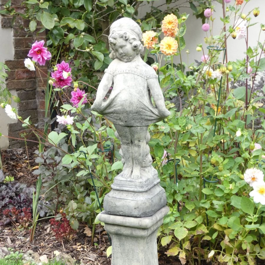 "Victorian Girl Garden Statue - Classic Pedestal Outdoor Sculpture by STATUES & SCULPTURES"