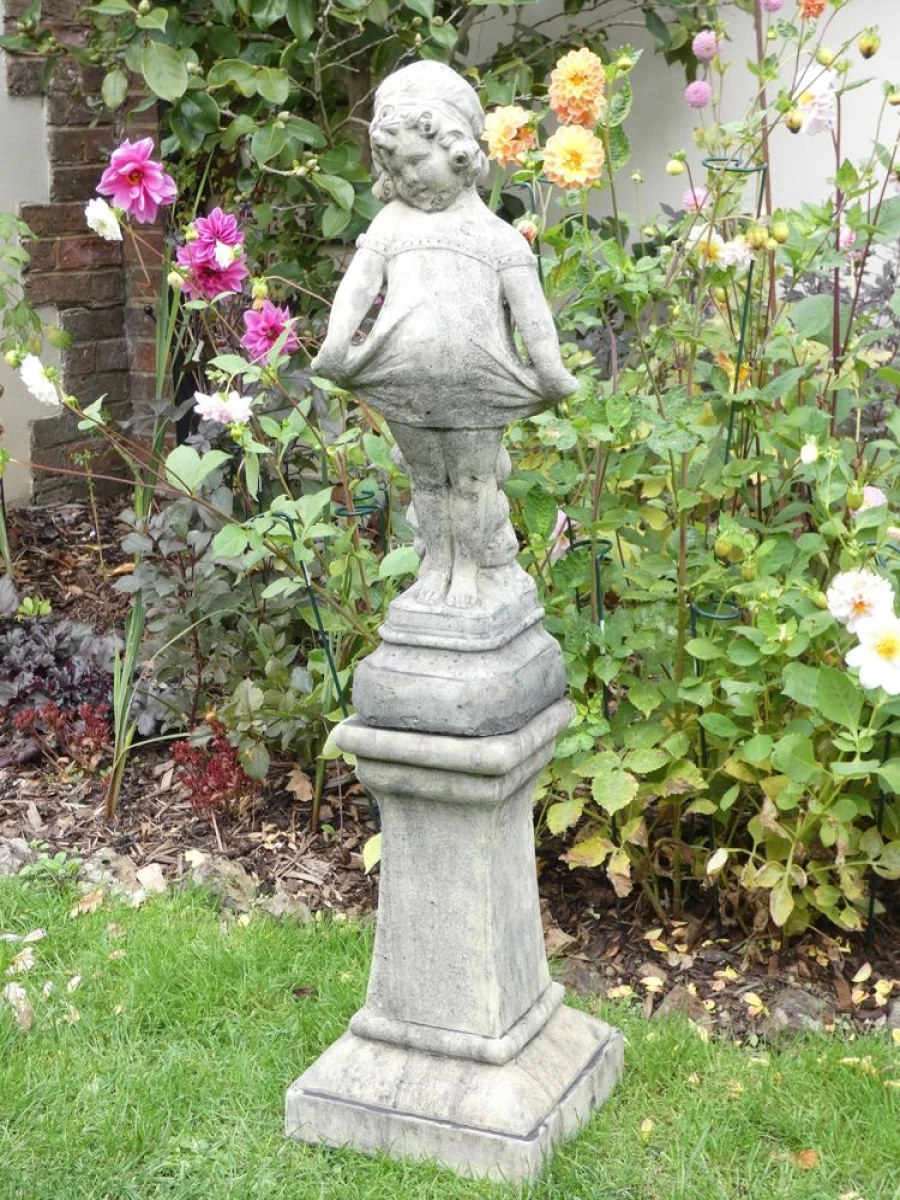 "Victorian Girl Garden Statue - Classic Pedestal Outdoor Sculpture by STATUES & SCULPTURES"