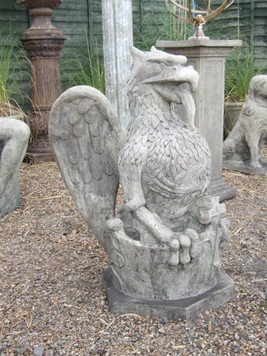 Majestic Heraldic Griffin Stone Statue for Garden Decor - STATUES & SCULPTURES