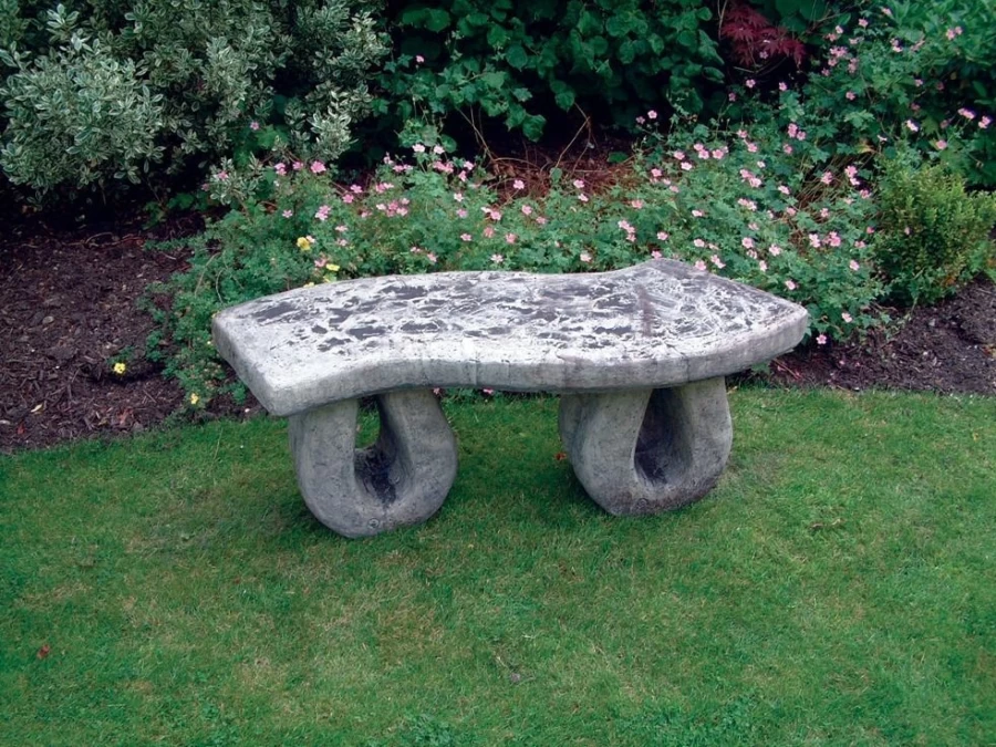 "STATUES & SCULPTURES Weildon Stone Garden Bench - Durable Outdoor Stone Bench for Patio and Garden Decor"