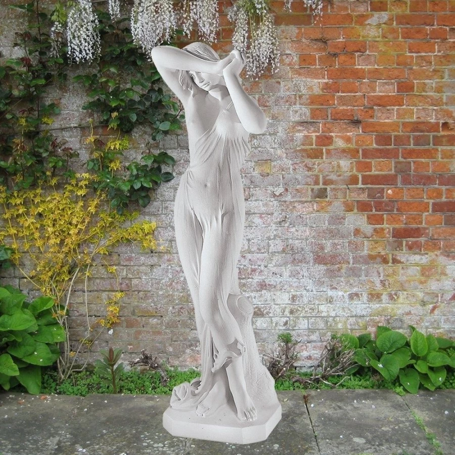 "STATUES & SCULPTURES 120cm Shy Maiden Marble Resin Outdoor Garden Statue for Decoration"