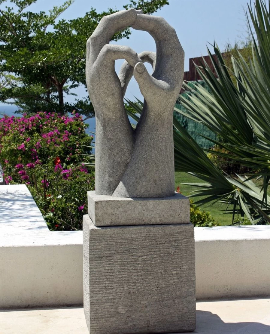 "STATUES & SCULPTURES Modern Stone Garden Art - Engage Contemporary Outdoor Statue"