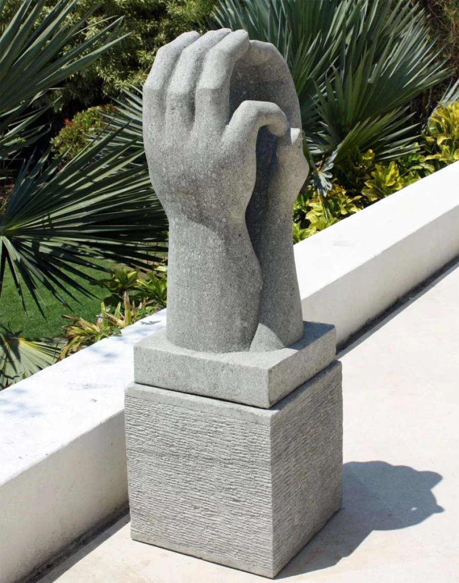 "STATUES & SCULPTURES Modern Stone Garden Art - Engage Contemporary Outdoor Statue"