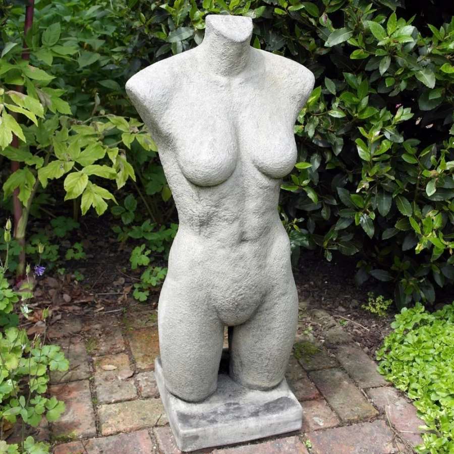 Modern Female Torso Stone Sculpture - Elegant Garden Statue by STATUES & SCULPTURES