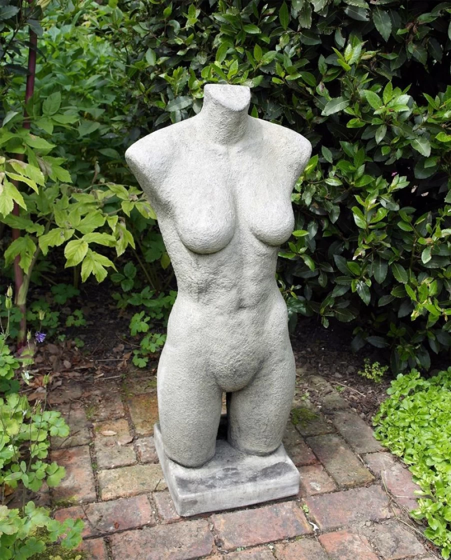 Modern Female Torso Stone Sculpture - Elegant Garden Statue by STATUES & SCULPTURES