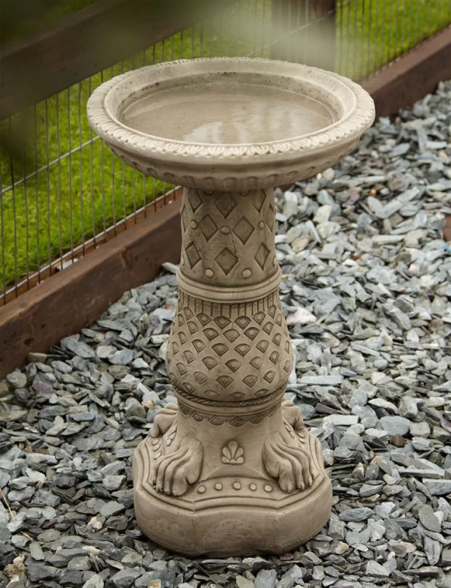 "STATUES & SCULPTURES Lion's Foot Design Outdoor Stone Bird Bath for Garden Decor"