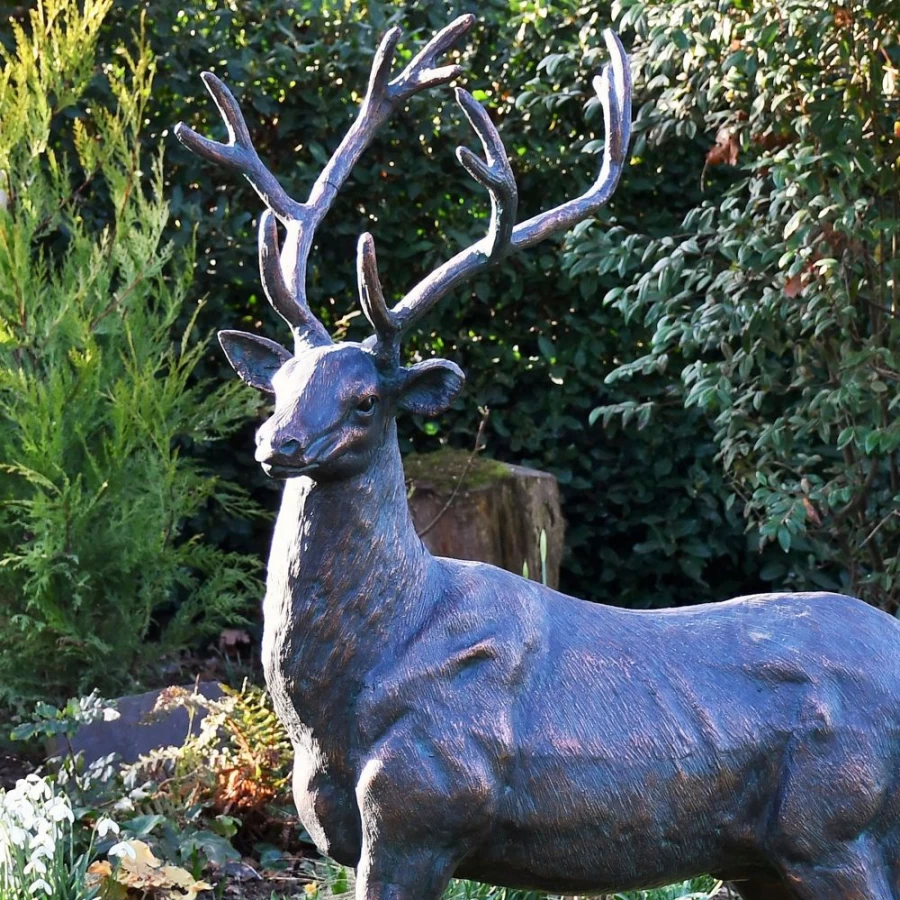 "STATUES & SCULPTURES Classic 143cm Bronze Stag Deer Garden Statue – Outdoor Animal Sculpture"