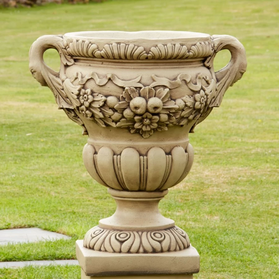 "STATUES & SCULPTURES Gordes Stone Vase - Handcrafted Garden Planter for Outdoor Decor"
