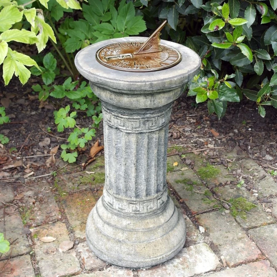 "STATUES & SCULPTURES Vintage Brass Garden Sundial - Classical Stone Outdoor Decor"
