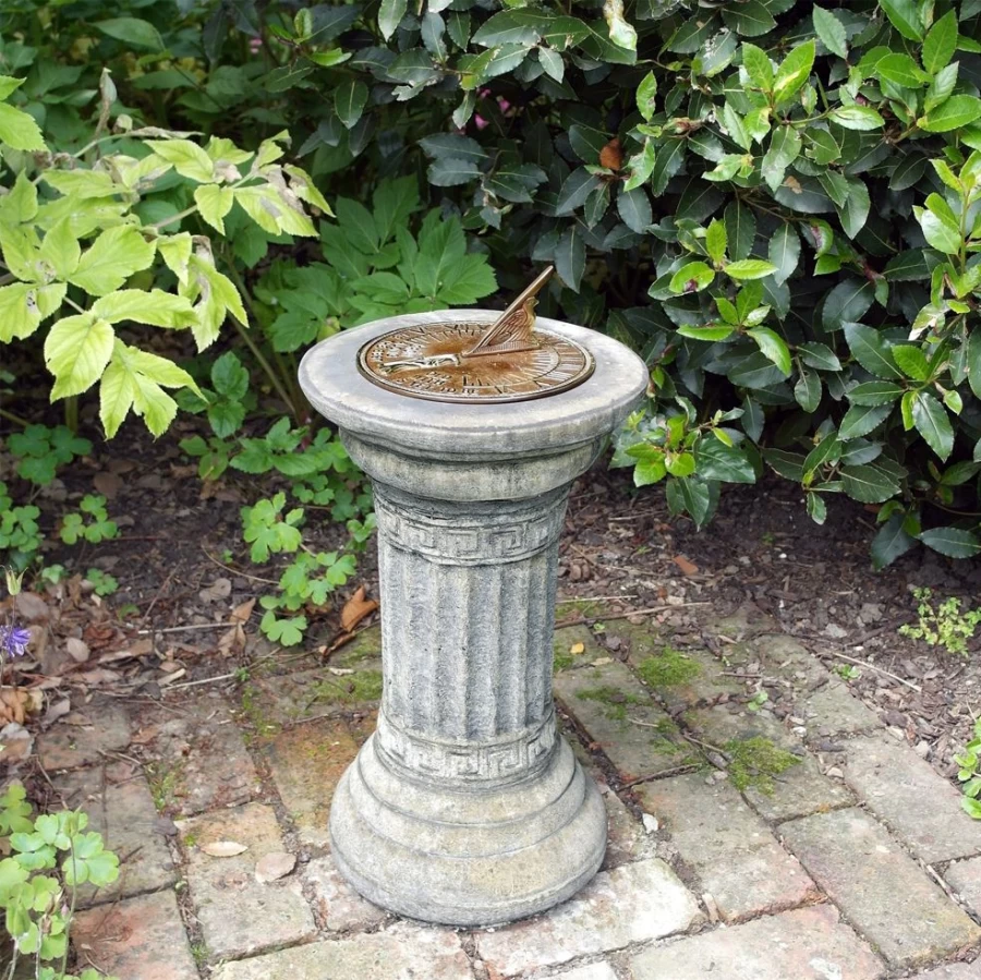 "STATUES & SCULPTURES Vintage Brass Garden Sundial - Classical Stone Outdoor Decor"