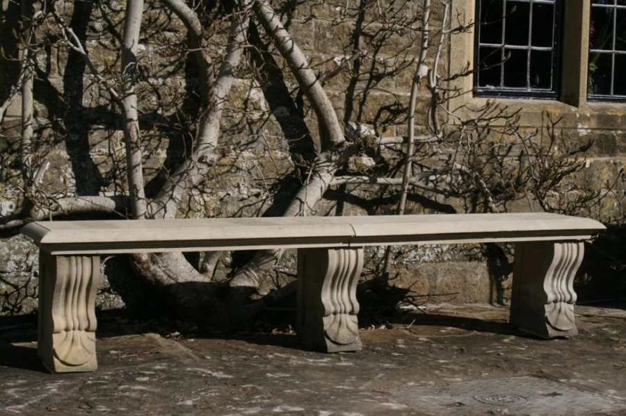 "STATUES & SCULPTURES Modern Straight Double Stone Garden Bench – Durable Plain Design"