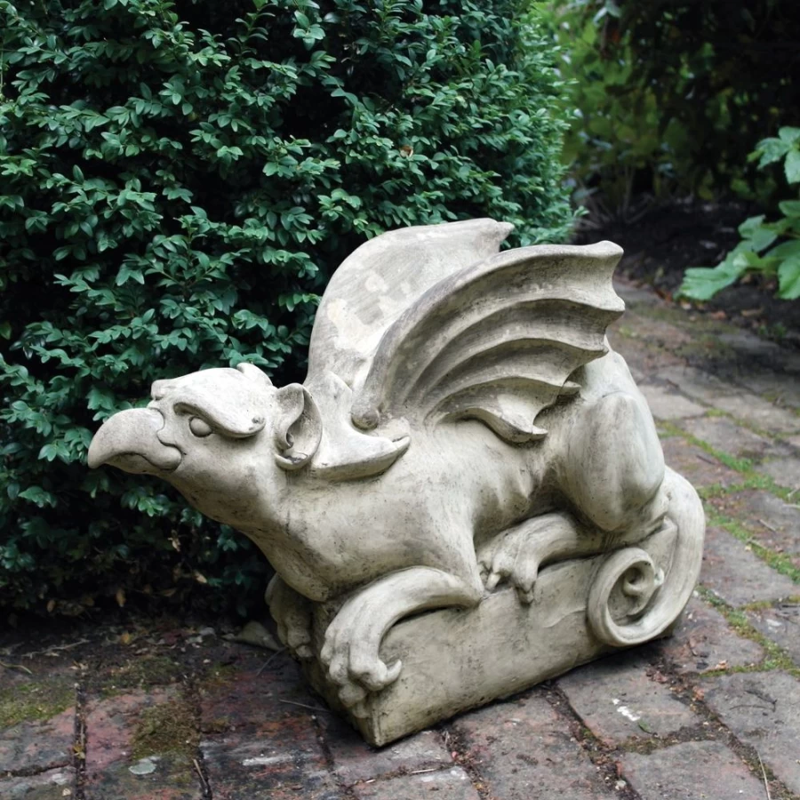 "Gothic Griffin Statue - Handcrafted Stone Garden Sculpture by STATUES & SCULPTURES"