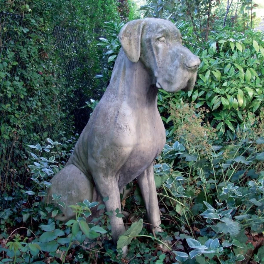 "STATUES & SCULPTURES Great Dane Male Dog Outdoor Garden Statue – Handcrafted Stone Decor"