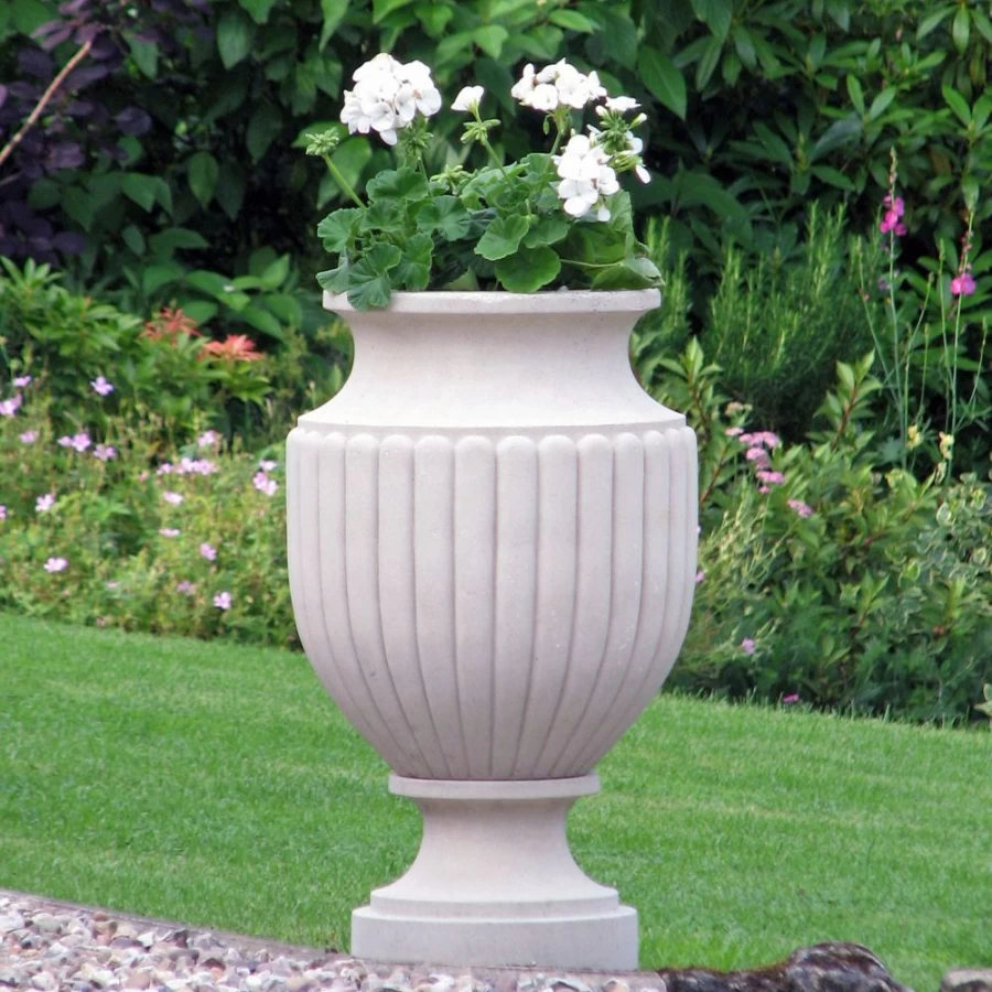 "STATUES & SCULPTURES Zeus Vase - Handcrafted Stone Garden Planter for Outdoor Decor"