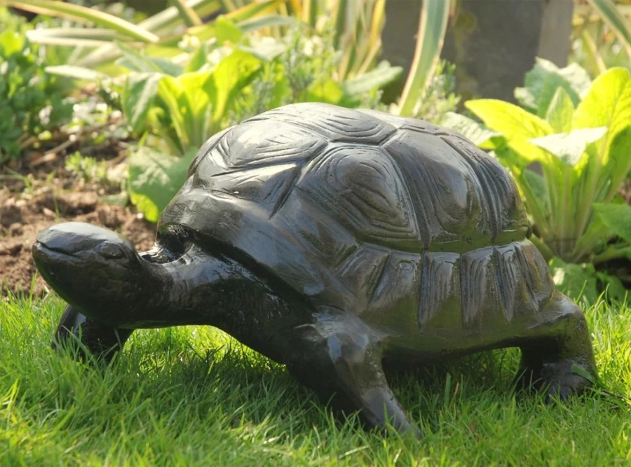 "STATUES & SCULPTURES Bronze Tortoise Garden Statue – Handcrafted Metal Tortoise Sculpture for Outdoor Decor"