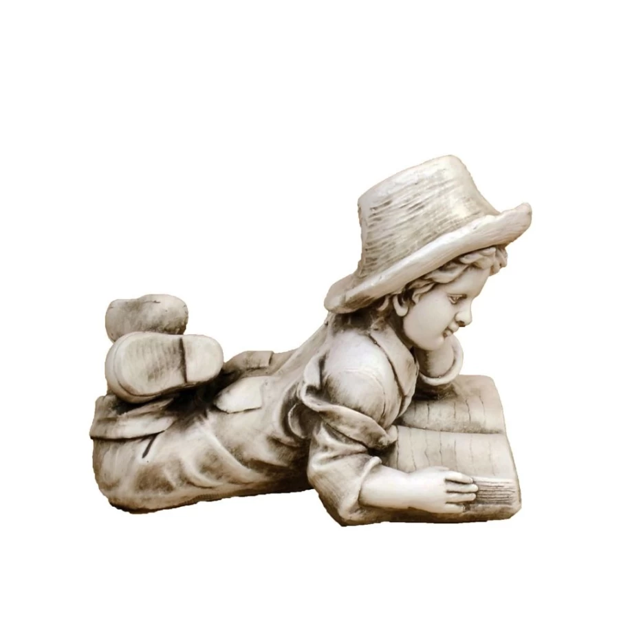 "STATUES & SCULPTURES 36Cm Stone Resin Garden Statue of Boy Reading Book Outdoor Decor"