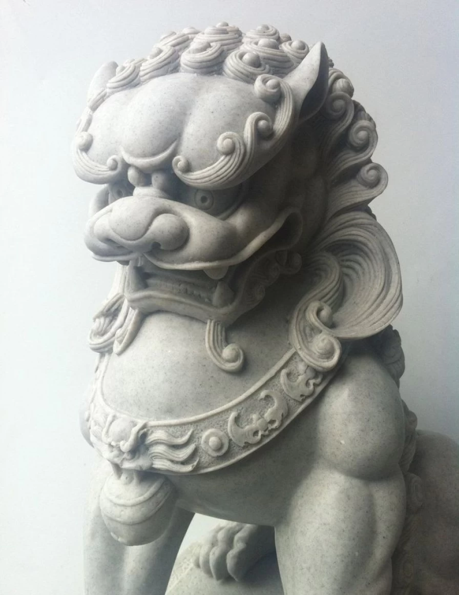 "76cm Foo Dog Granite Statues for Garden – Chinese Guardian Lion Sculptures by STATUES & SCULPTURES"