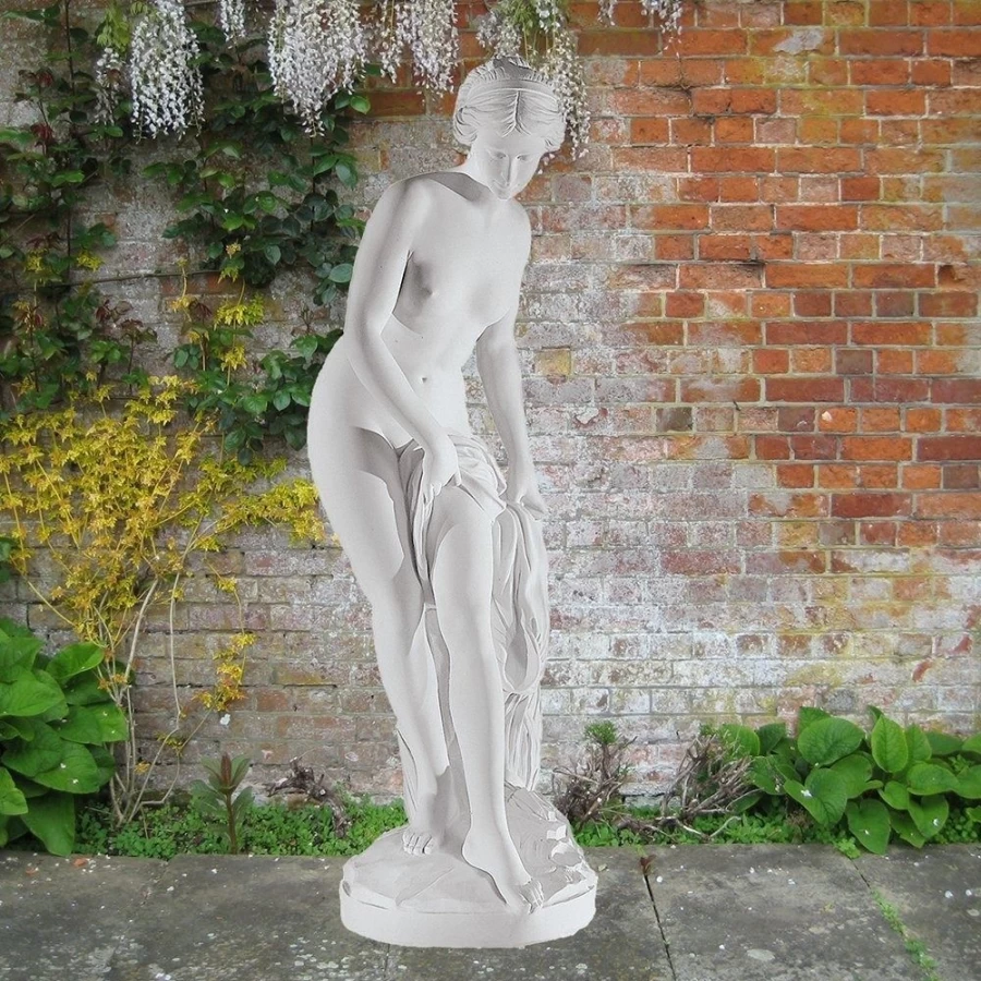 "STATUES & SCULPTURES 82cm Bathing Goddess Garden Statue - Handcrafted Marble Resin Outdoor Decor"