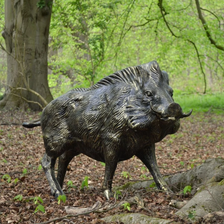 "Life-Size Wild Boar Bronze Statue for Garden – STATUES & SCULPTURES"