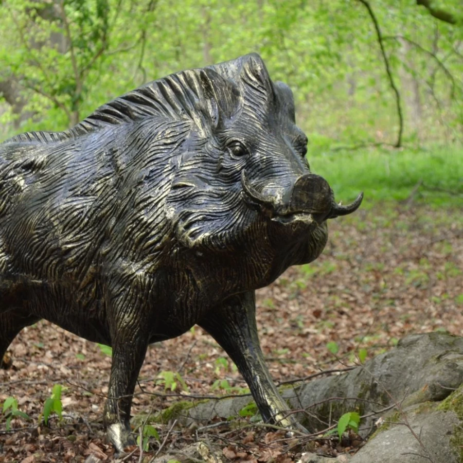 "Life-Size Wild Boar Bronze Statue for Garden – STATUES & SCULPTURES"