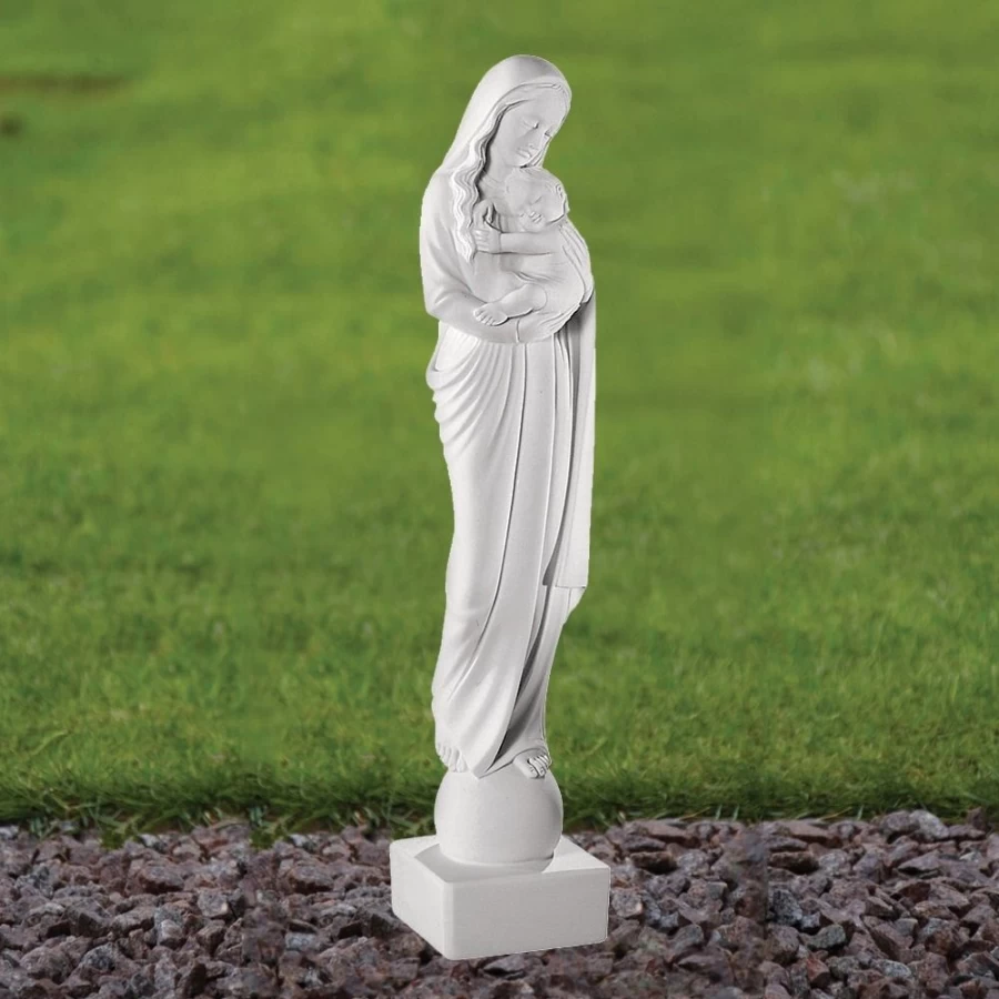 "45cm Madonna and Child Marble Resin Outdoor Garden Statue – STATUES & SCULPTURES Religious Decor"