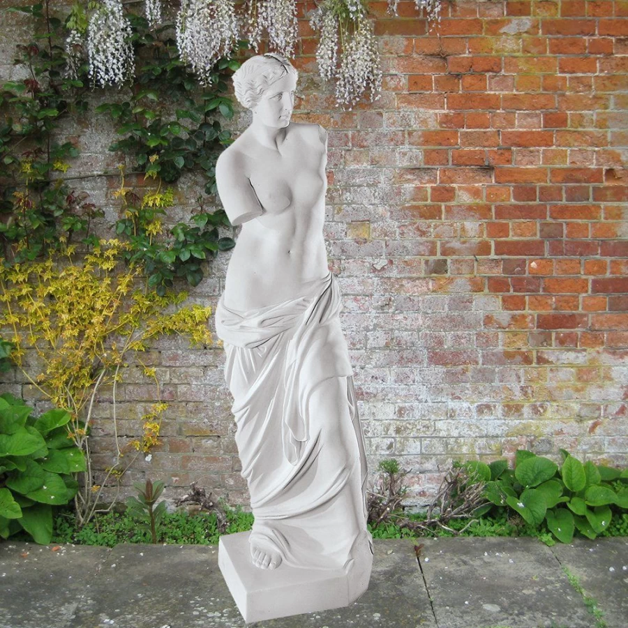 "Venus de Milo 63cm White Marble Resin Garden Statue – Classical Greek Sculpture for Outdoor Decor"